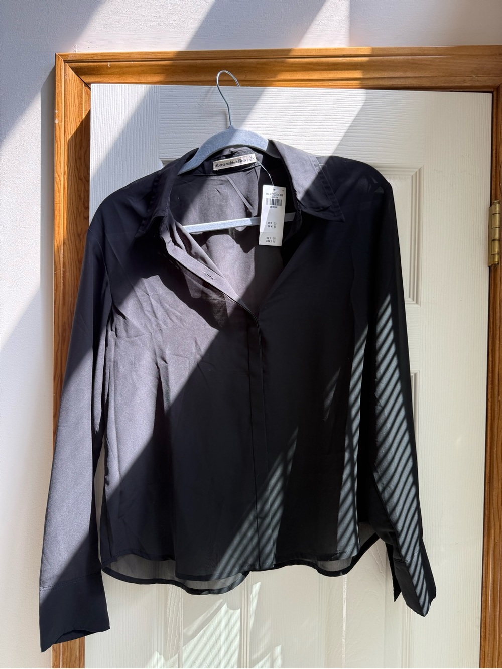 NWT Sheer Black Button-Front Blouse